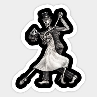 Sugar skull couple ballroom dancing celebration day of the dead. Sticker